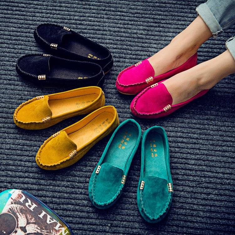 Giày Moccasin Nữ Đế Bằng Hàn Quốc Giày DoLL Một Chân Giày Nữ Công Sở Giày Lười Cho Nữ