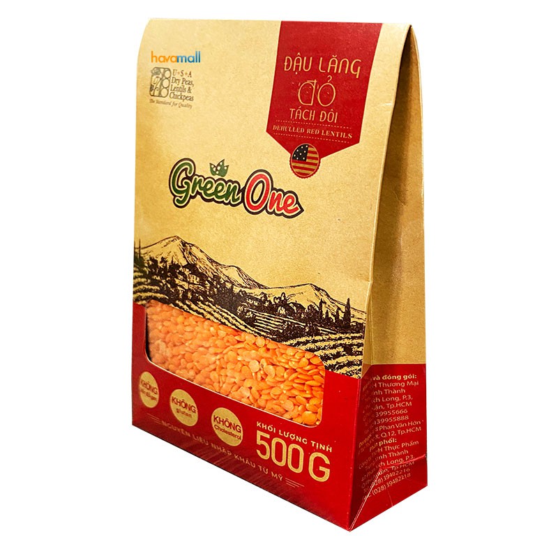 [HÀNG CHÍNH HÃNG] Đậu Lăng Đỏ Hữu Cơ Tách Đôi Hộp Giấy 500g – Dehulled Red Lentils Organic Paper Bag