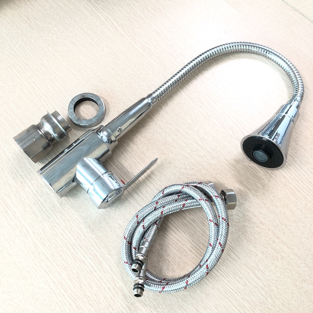 Vòi rửa chén bát Nóng Lạnh inox 304 cần mềm Xoay 360 độ 2 chế độ xả nước tiện lợi