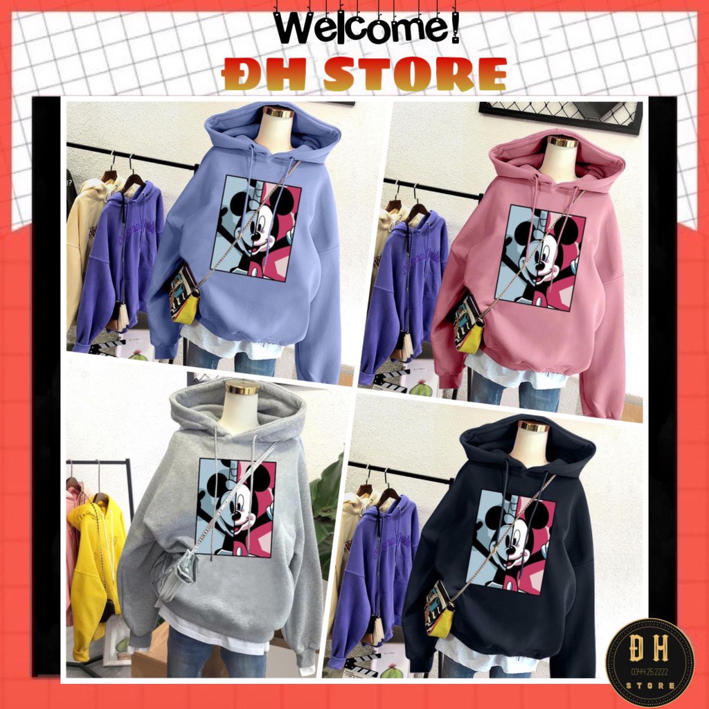 (Mẫu Mới 2021) Áo Hoodie Chuột Mickey  Có Mũ Nam Nữ Chất Nỉ Bông Dày Dặn Form Rộng Unisex- Áo Nỉ Nam Nữ Ulzzang