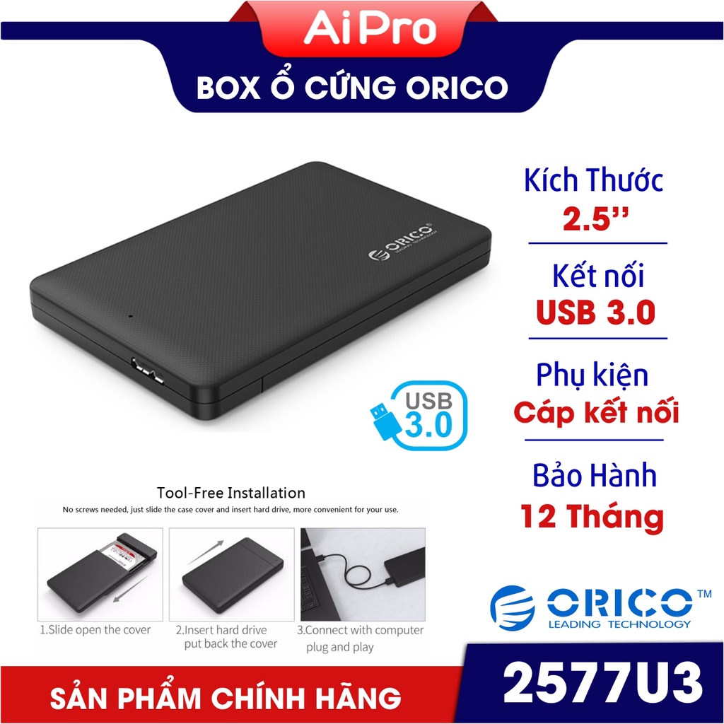 Box ổ cứng 2.5'' Orico 2577U3 - Chính Hãng - Sata III USB 3.0 - Bảo Hành 12 Tháng!!!