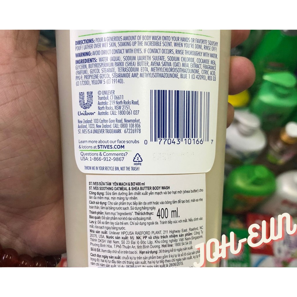 Sữa tắm St.Ives chiết xuất mơ/ cam và chanh hồng/ muối biển/ yến mạch và bơ 400ml