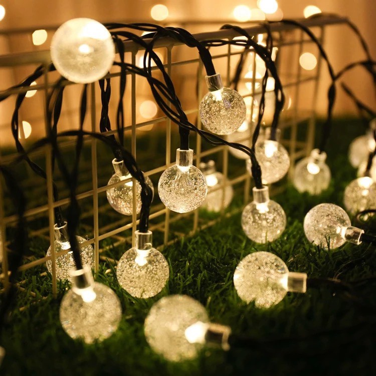 Dây Đèn Led Trang Trí Bi Bọt Màu Vàng Dài 10 Mét / 9 Mét Bóng Pha Lê Lung Linh Decor Noel Lễ Tết Quán Cafe