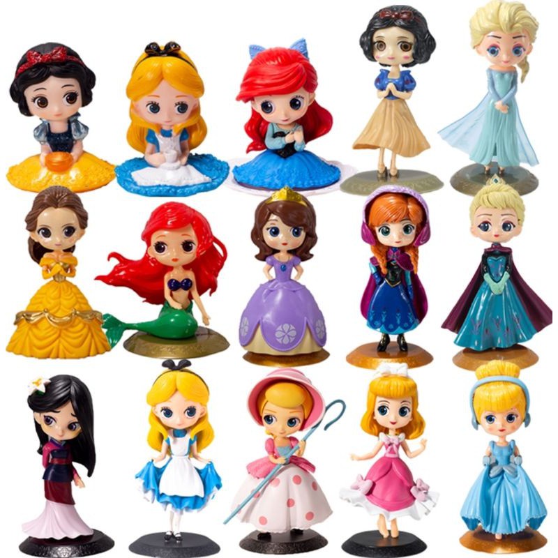 Mô hình công chúa Disney Ariel Elsa Anna Belle 15cm bằng PVC trang trí bánh kem