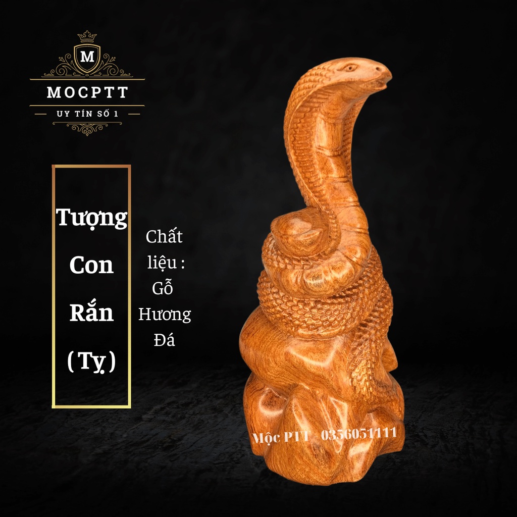 Tượng Con Rắn gỗ Hương Đá kích thước cao 20 30 cm CG06