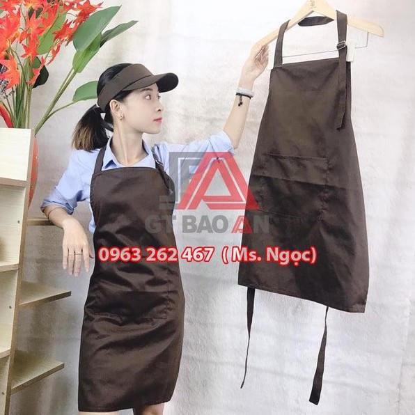 Combo 5 Cái Tạp Dề Dài Màu Nâu Phục Vụ, Làm Bếp, Nhà Hàng