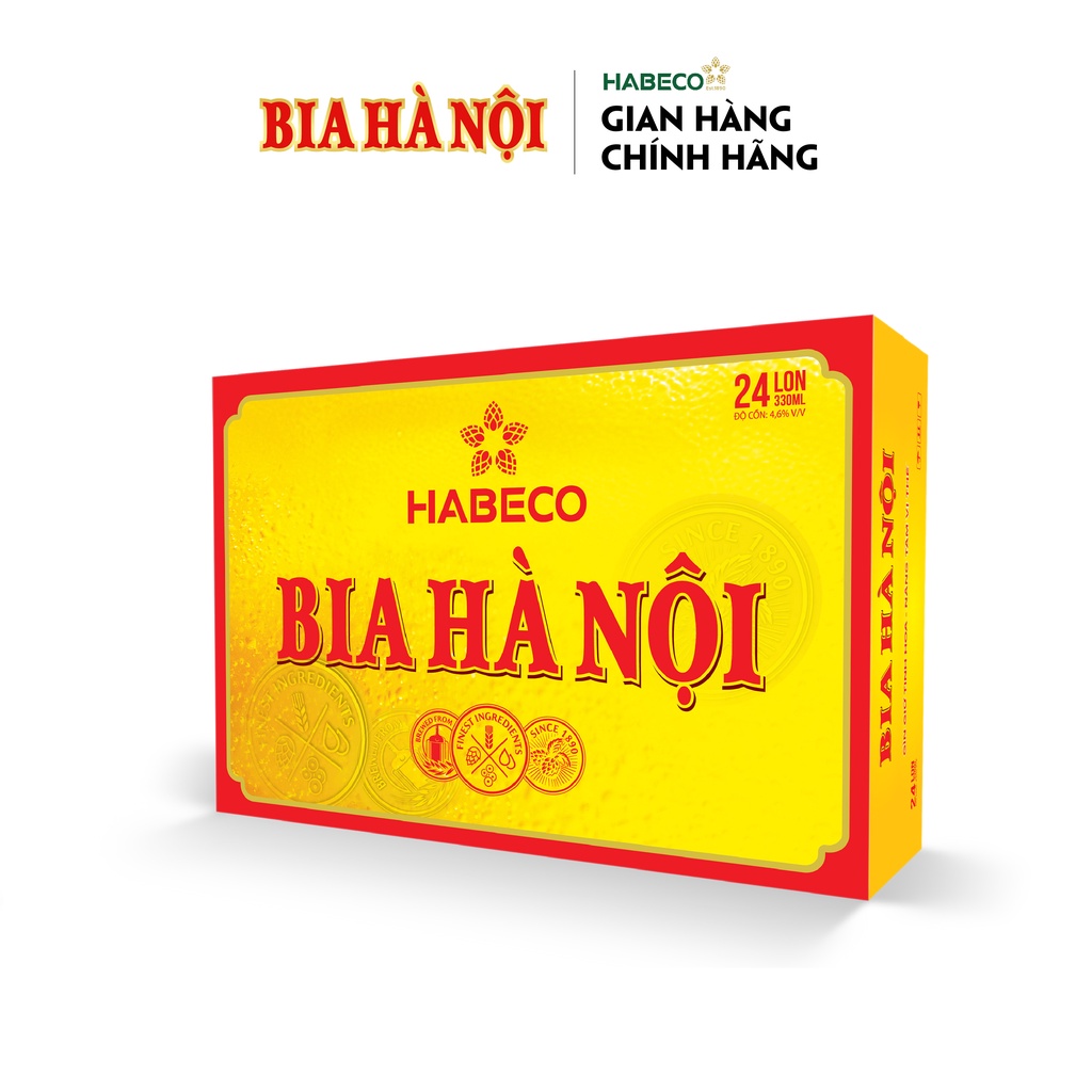 HỎA TỐC HÀ NỘI - COMBO 2 Thùng 24 lon Bia Hà Nội –  HABECO (330ml/lon)