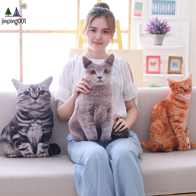 Cute Cat 3D Simulation Shape Plush Toy Comfort Pillow Sleeping Companion Doll for Kids