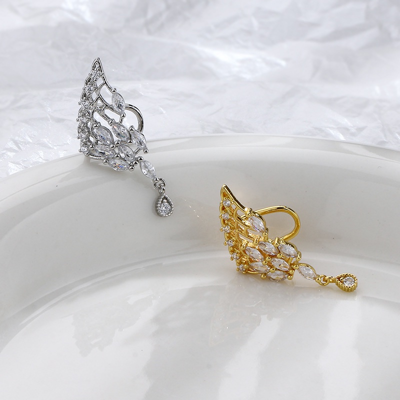 Kẹp tai Zircon Kẹp tai hình cánh thiên thần tinh tế Kẹp tai nữ hàn quốc thanh lịch và thời trang