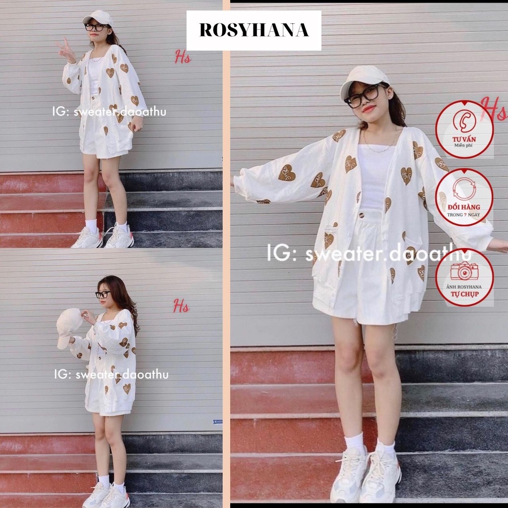Áo Cardigan Trái Tim Swe, chất nỉ cotton, Mã 625 _Rosyhana