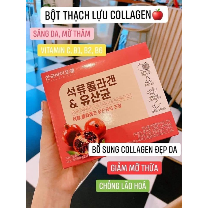 Bột Uống Collagen Lựu Đỏ Korea Bio Cell Hàn Quốc Chính Hãng 30 Gói Vitamin (+Vit C)