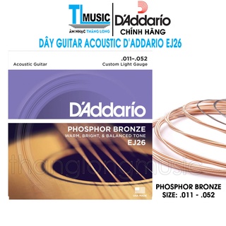 Mua  Chính hãng  Dây đàn Guitar Acoustic D addario EJ26 (TẶNG KÈM 3 PICK GẢY)