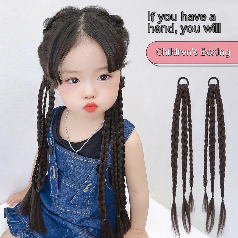 Bím Tóc Giả Thắt Bím Tự Nhiên Cho Bé Gái Tập Boxing
