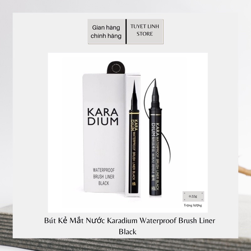 Bút Dạ Kẻ Mắt Nước Bền Màu, Lâu Trôi, Không Thấm Nước Karadium Waterproof Eyeliner Pen Black 0.55g ( 100% Korea)