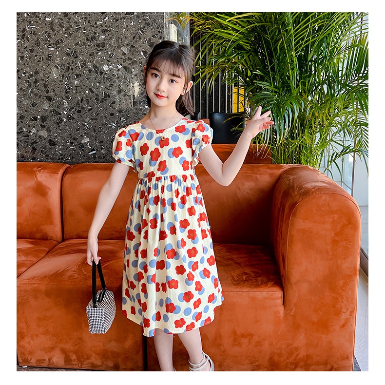 VL91 Size110-160 (15-40kg) Đầm bé gái, kiểu dáng công chúa Thời trang trẻ Em hàng quảng châu