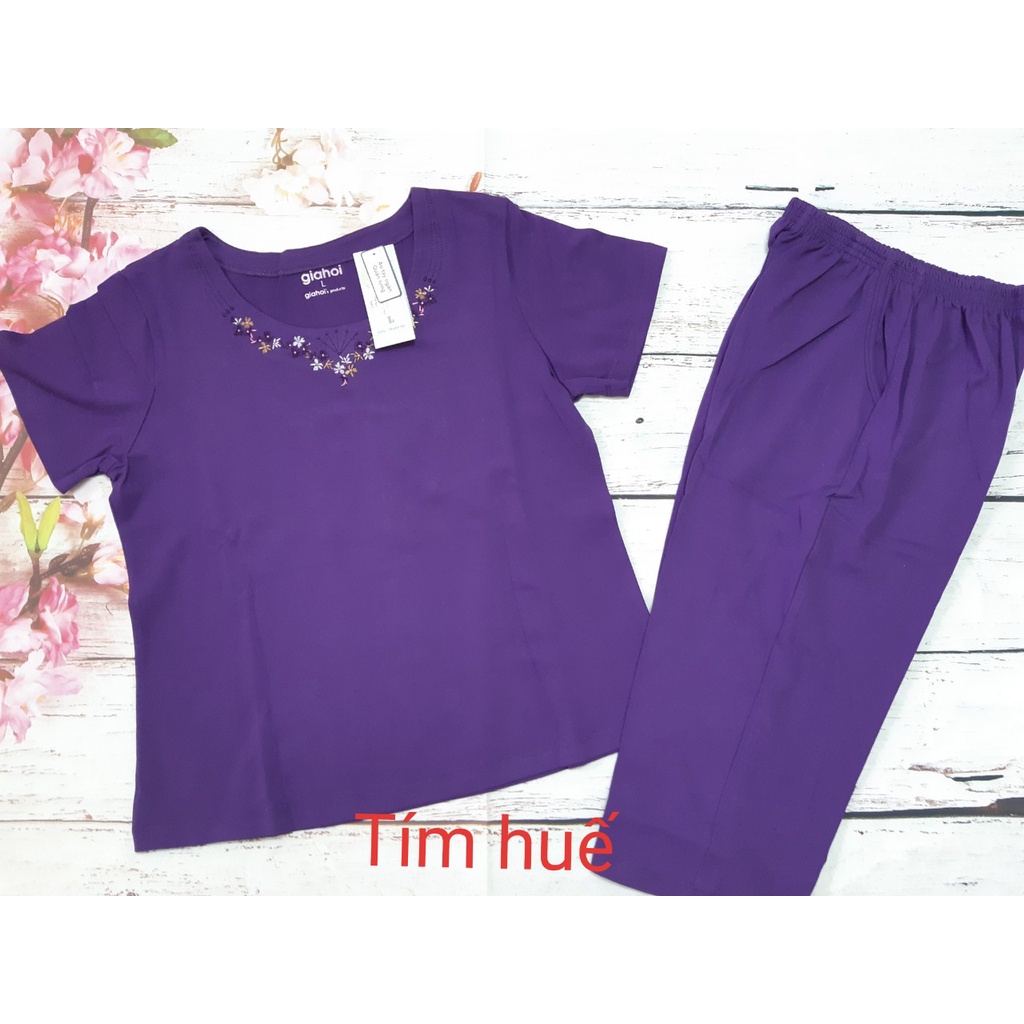 Bộ đò, bộ mặc nhà Trung Niên nữ Gia Hồi Mẫu Tròn Tim chất cotton thoáng mát