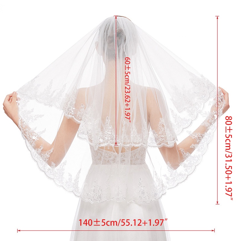 Xiangbao Khăn Voan 2 Tầng Kèm Lược Cho Tiệc Cưới Bachelorette