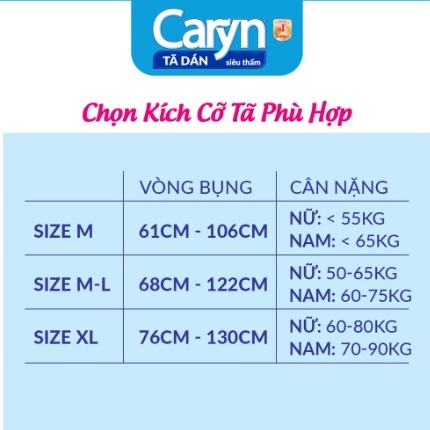 Tã Dán Người Lớn Caryn Siêu Thấm Size XL 20 Miếng Dành Cho Người Hạn Chế Khả Năng Đi Lại