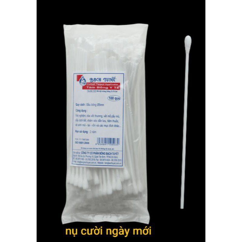 Combo 10 gói tăm bông  y tế Bạch Tuyết  phi  5 mm- gói 100 que.