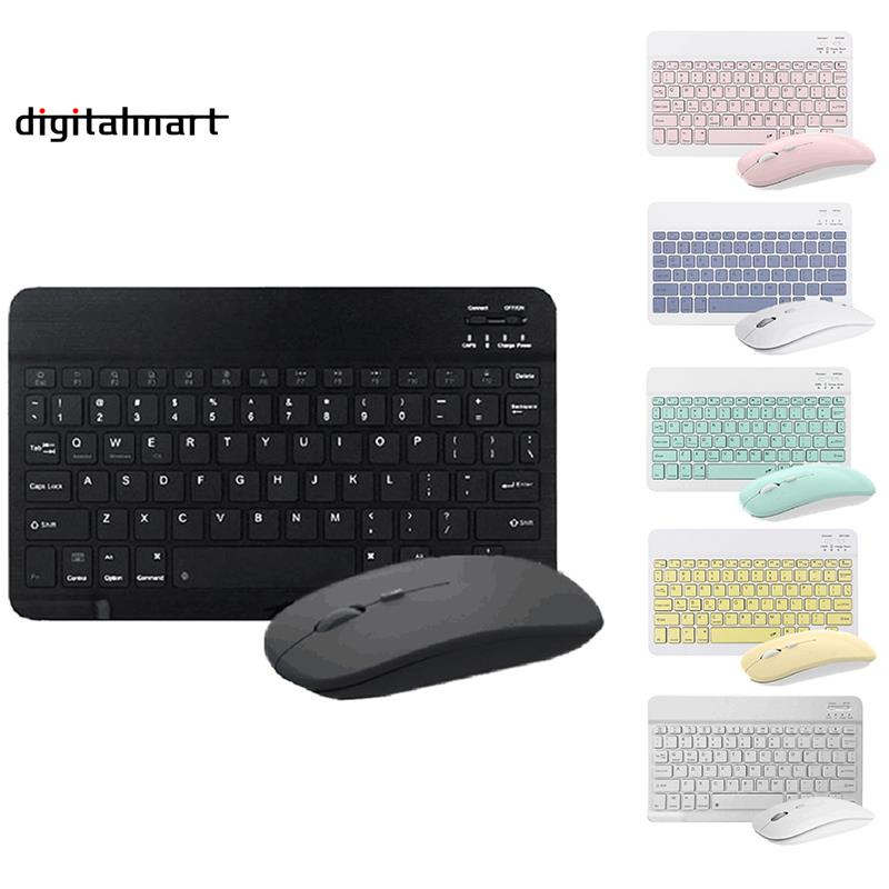 Colorful Wireless Rechargeable Bluetooth Keyboard Mice Set for Samsung Android Tablet for iPad for Samsung(Black)