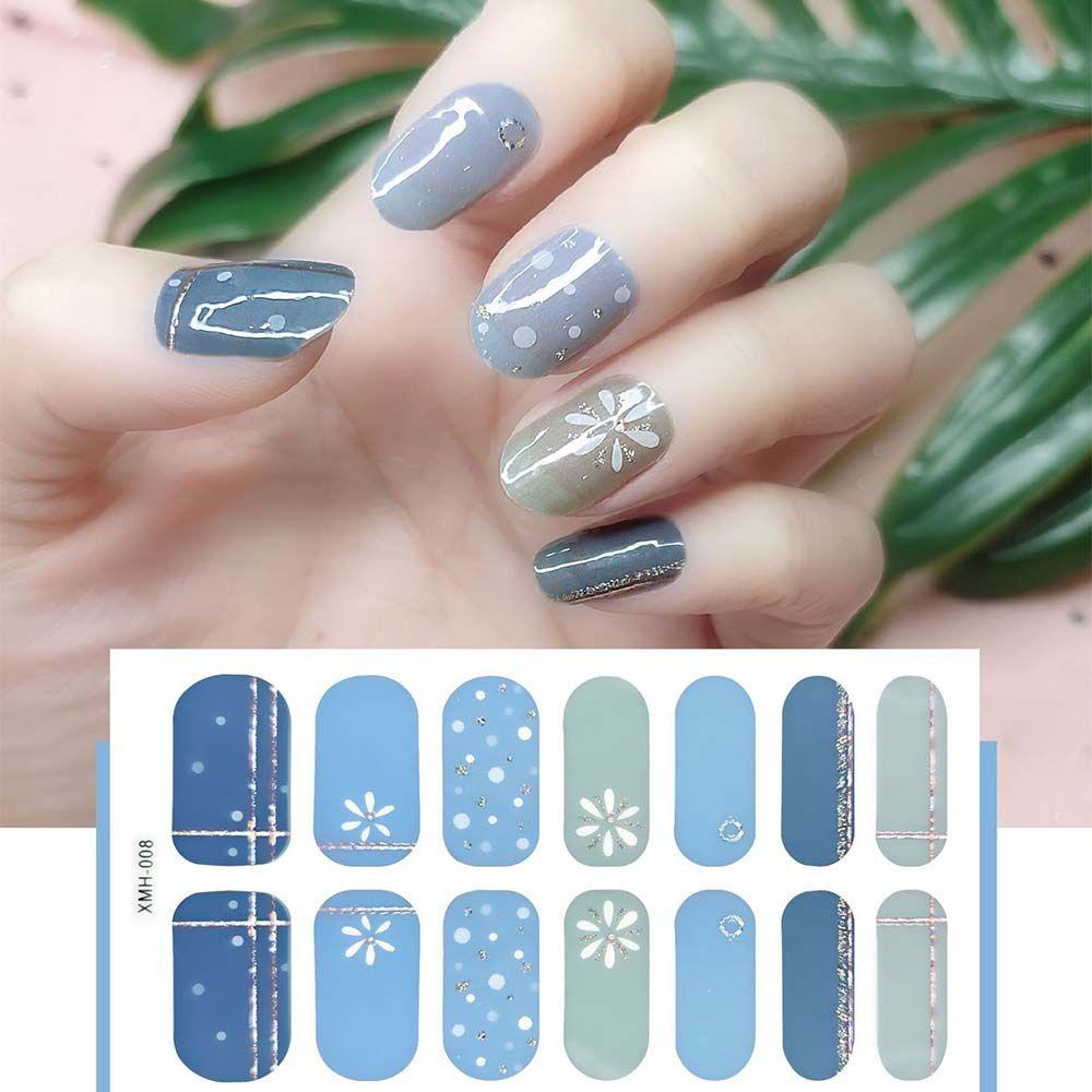 OCEANMAP Miếng Dán Trang Trí Móng Tay 3D Che Phủ Toàn Diện Tự Dính Lâu Trôi Phong Cách Nhật Bản Dành Cho Salon