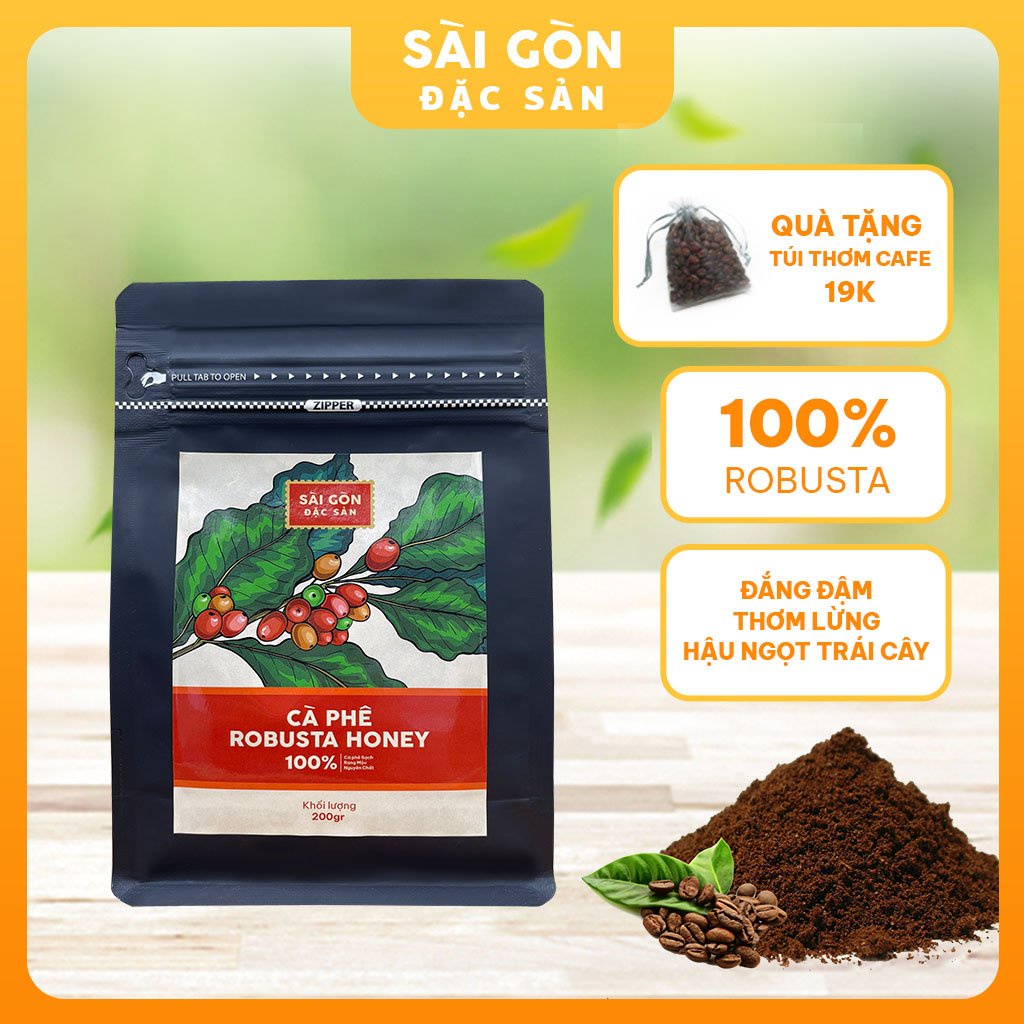 Cà phê Robusta Honey rang xay nguyên chất rang mộc 100% vị đắng đậm, hậu ngọt dùng  pha phin, pha máy Sài Gòn Đặc Sản