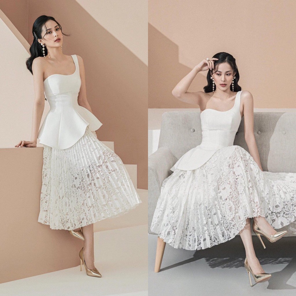 Set váy lệch vai thiết kế sang trọng cao cấp