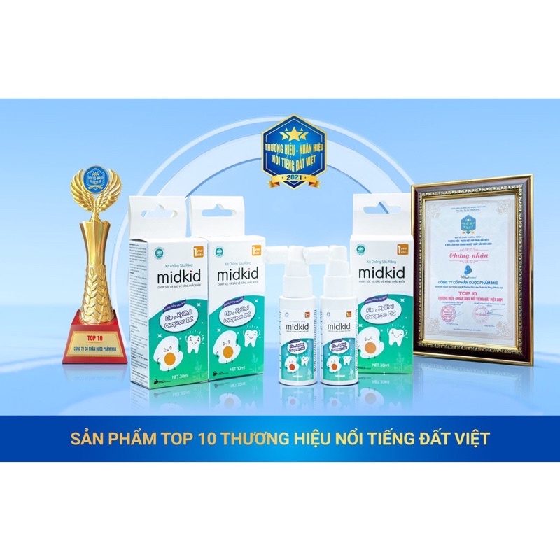 🧡Xịt Chống Xâu Răng Midkid🧡chống xâu răng cảm cúm - dành cho bé trên 1 tuổi - lọ 30ml