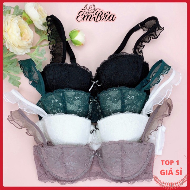 Bộ Đồ Lót Nữ Quai Bèo Embra Voan Cao Cấp Đệm Nâng Ngực Có Gọng Nâng Đỡ, Kèm Mút Đệm Mỏng Bên Trong Áo Mã EBB14