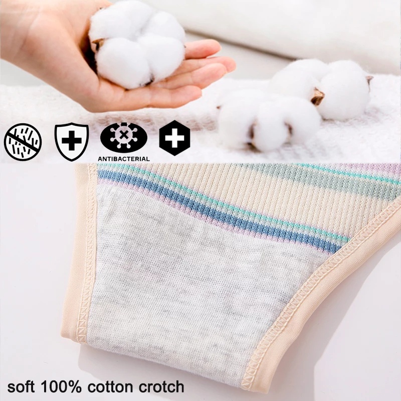 Set 3 quần lót cotton TAKETALK size S-XL họa tiết sọc ngang nhiều màu sắc ngọt ngào cho nữ