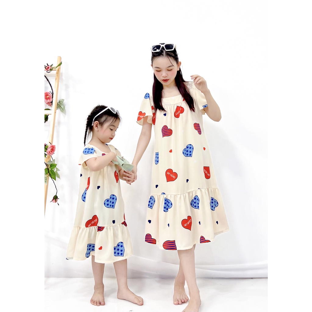 Set đầm trái tim mẹ và bé