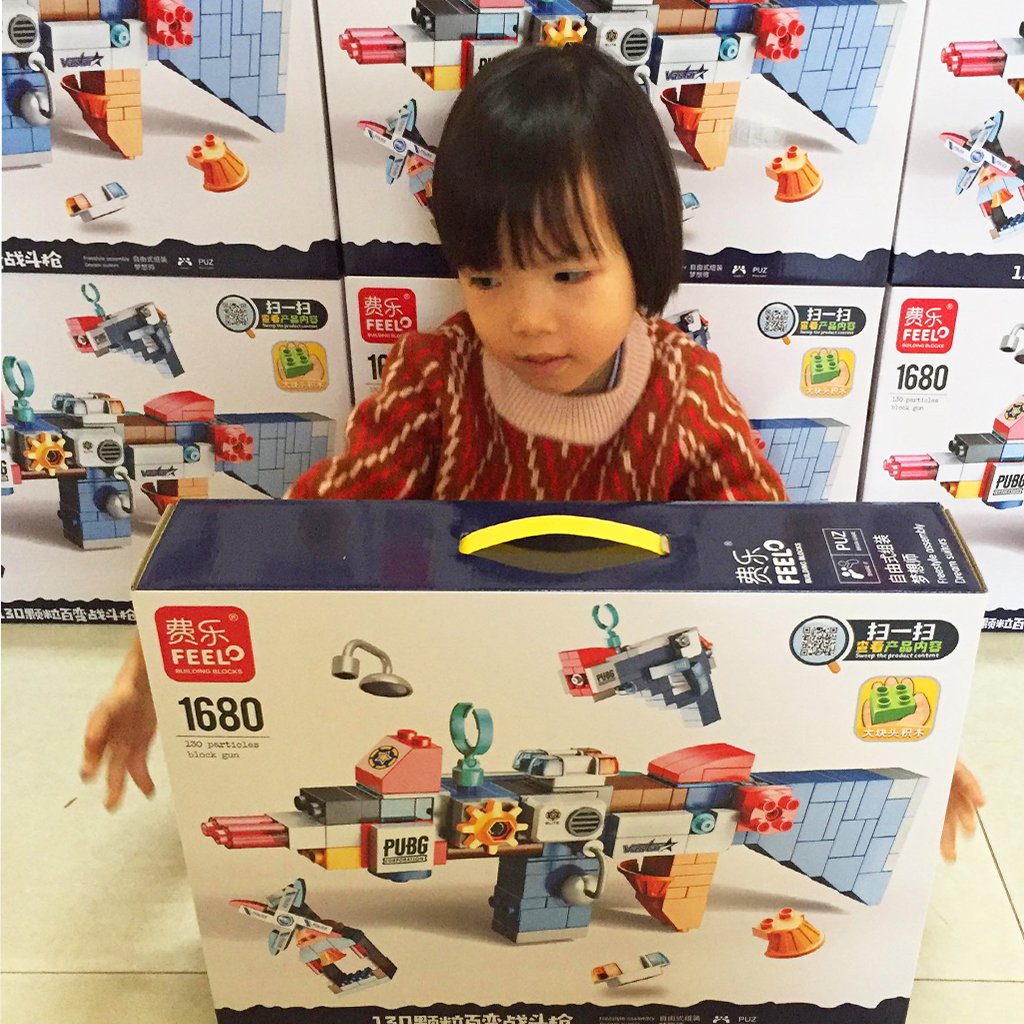 Đồ chơi mô hình súng đồ chơi lắp ráp duplo (xếp robot, xe cẩu, máy xúc,máy bay....) chính hãng Feel, 130 chi tiết