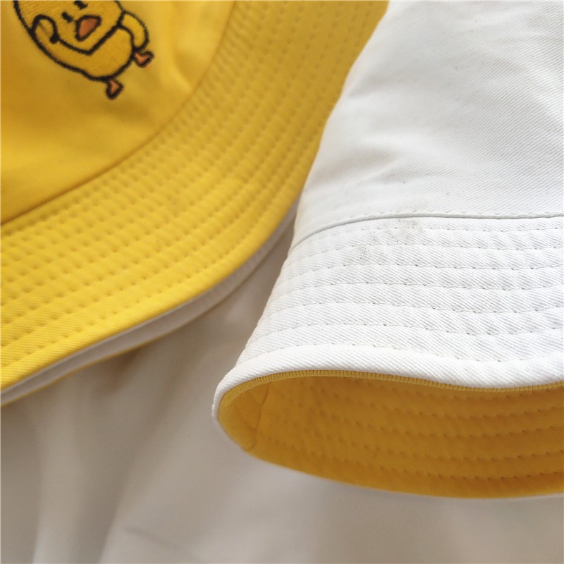 Nón tai bèo hai mặt họa tiết vịt vàng nhỏ phong cách Nhật Bản thời trang thu xuân dễ phối đồ dành cho nam và nữ