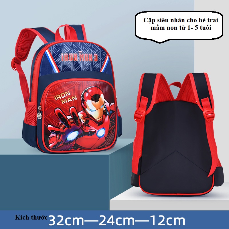 Balo bé trai mẫu giáo , cặp siêu nhân dành cho bé từ 1-5 tuổi