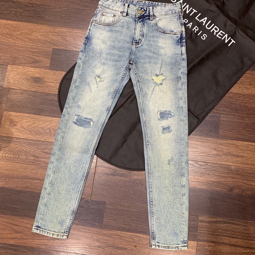Quần Jean ☀ BILL TAG CHECK CODE ☀ Quần Jean Saint Laurent bạc rách [ 83TC ]