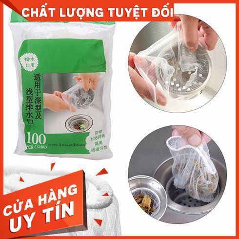 Sẵn hàng combo 100 túi lọc rác bồn rửa bát