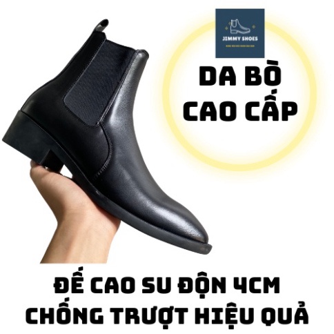 Giày thời trang nam cao cổ Heels Chelsea Boots da bò nguyên tấm tăng 4.5cm chiều cao | BigBuy360 - bigbuy360.vn