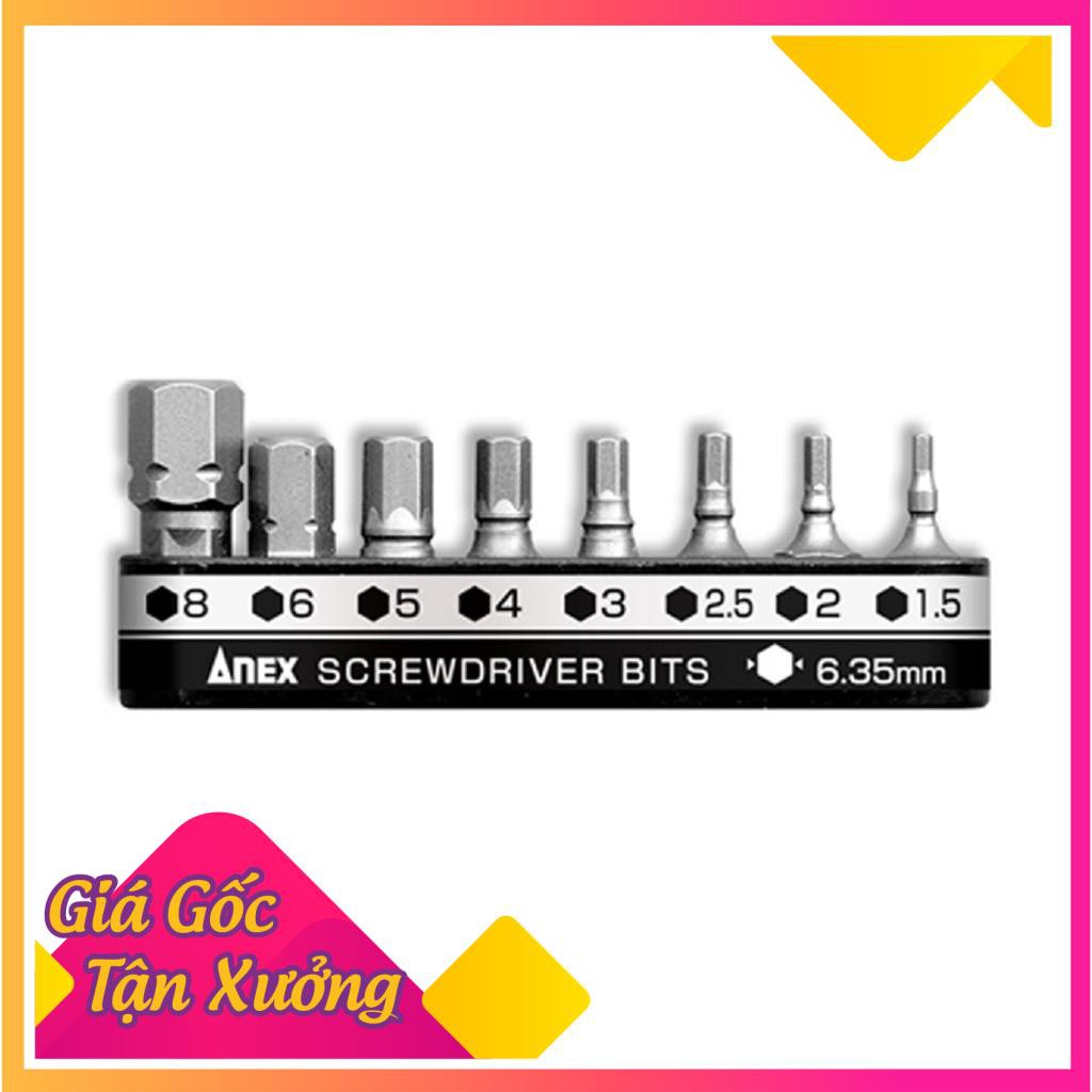 Bộ 8 mũi vít đầu lục giác 1.5,2,2.5,3,4,5,6,8 AK-51P-B8H1 Anex Sản Phẩm Chính Hãng