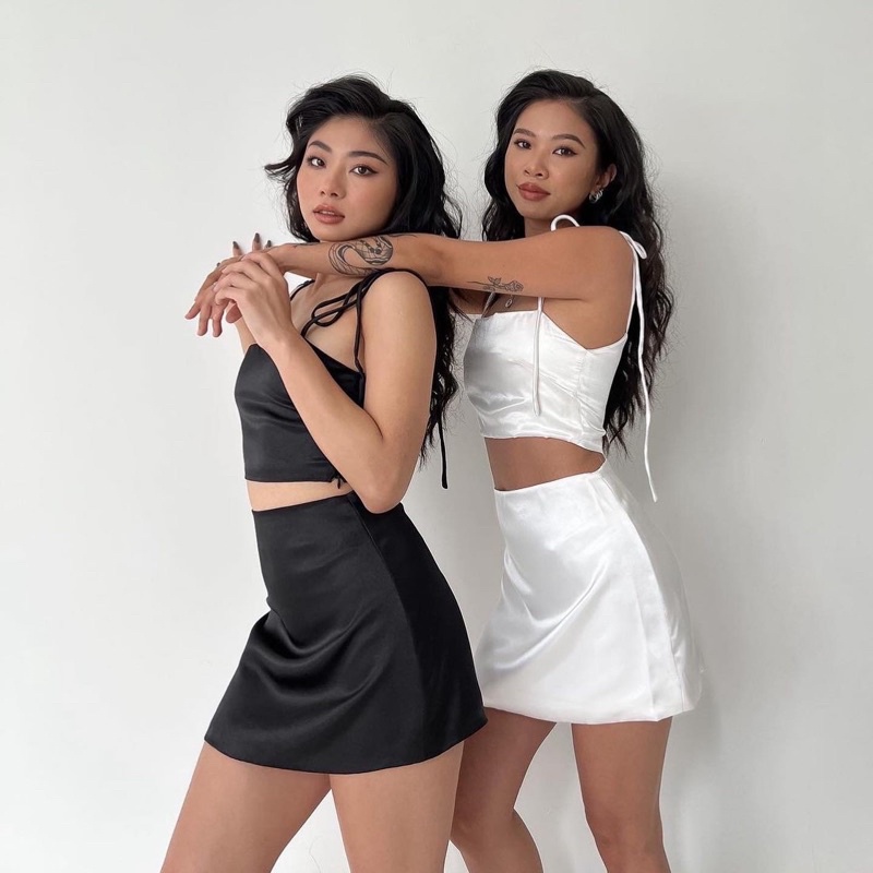 LUCASTA SET/ SET ĐỒ LỤA 2S CROPTOP KÈM CHÂN VÁY