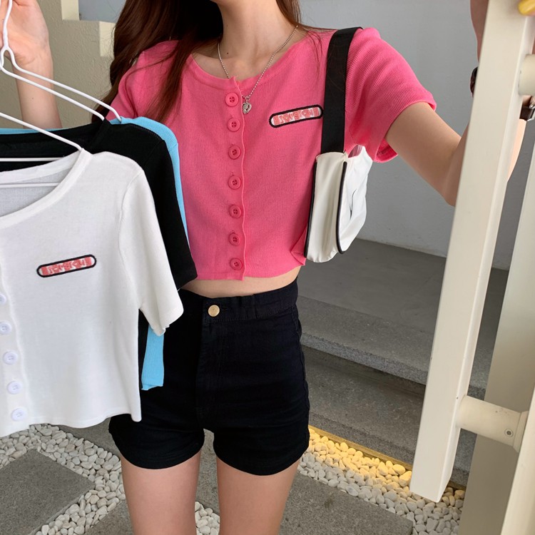 NRVP Áo Thun Nữ Ngắn Tay Thêu Hoa Dáng Rộng Thời Trang Mùa Hè 2020