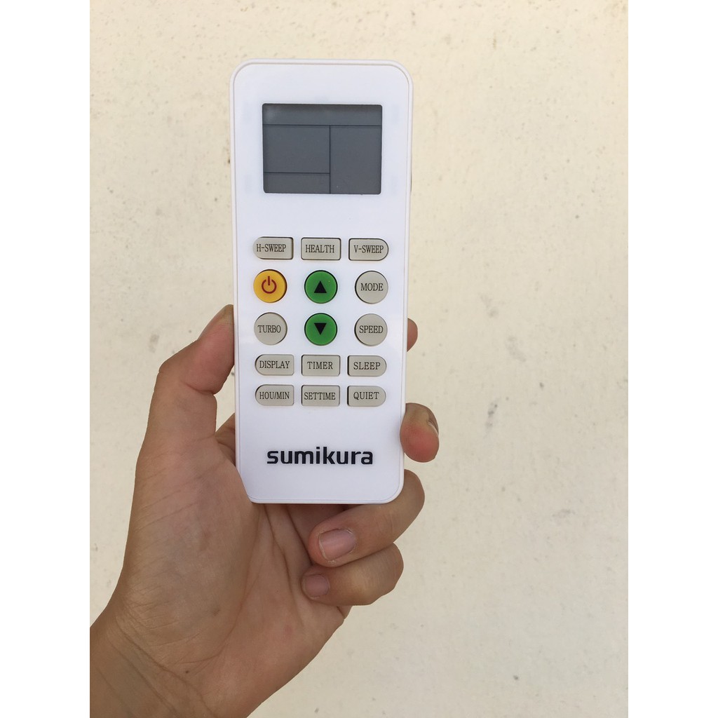 Remote Điều khiển Điều hòa Sumikura nút tắt mở màu vàng ,Remote Sumikura 2 nút xanh