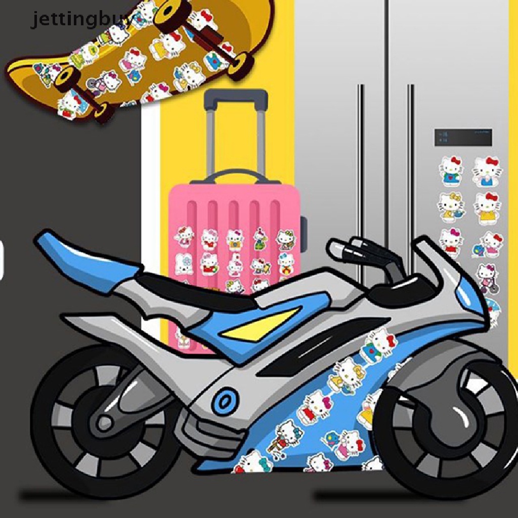 Set 50 miếng dán JETTING chống thấm nước hình Hello Kitty dễ thương dùng làm quà tặng cho bé