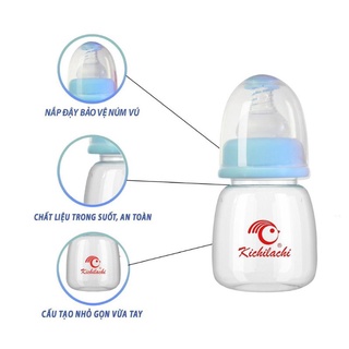 Bình sữa kichi cho bé sơ sinh 80ml núm ti mềm (0-3m)