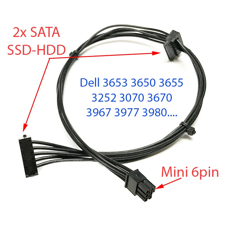 Dây cáp nguồn Dell 3653 3650 3655 3252 3070 3670 3967 3977 3980 nâng cấp SSD, lắp thêm ổ cứng HDD