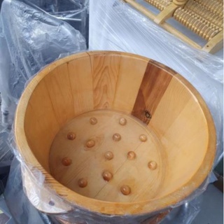 Chậu ngâm chân gỗ thông có hạt massage, chậu ngâm chân gỗ spa