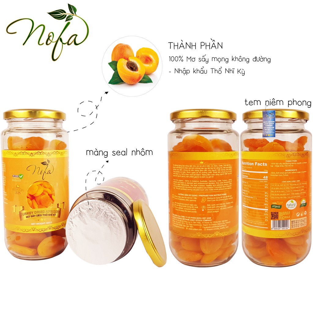 Mơ sấy dẻo không đường Nofa Thổ Nhỹ Kỳ mọng nước, siêu ngon, hàng nhập khẩu thượng hạng đủ giấy tờ