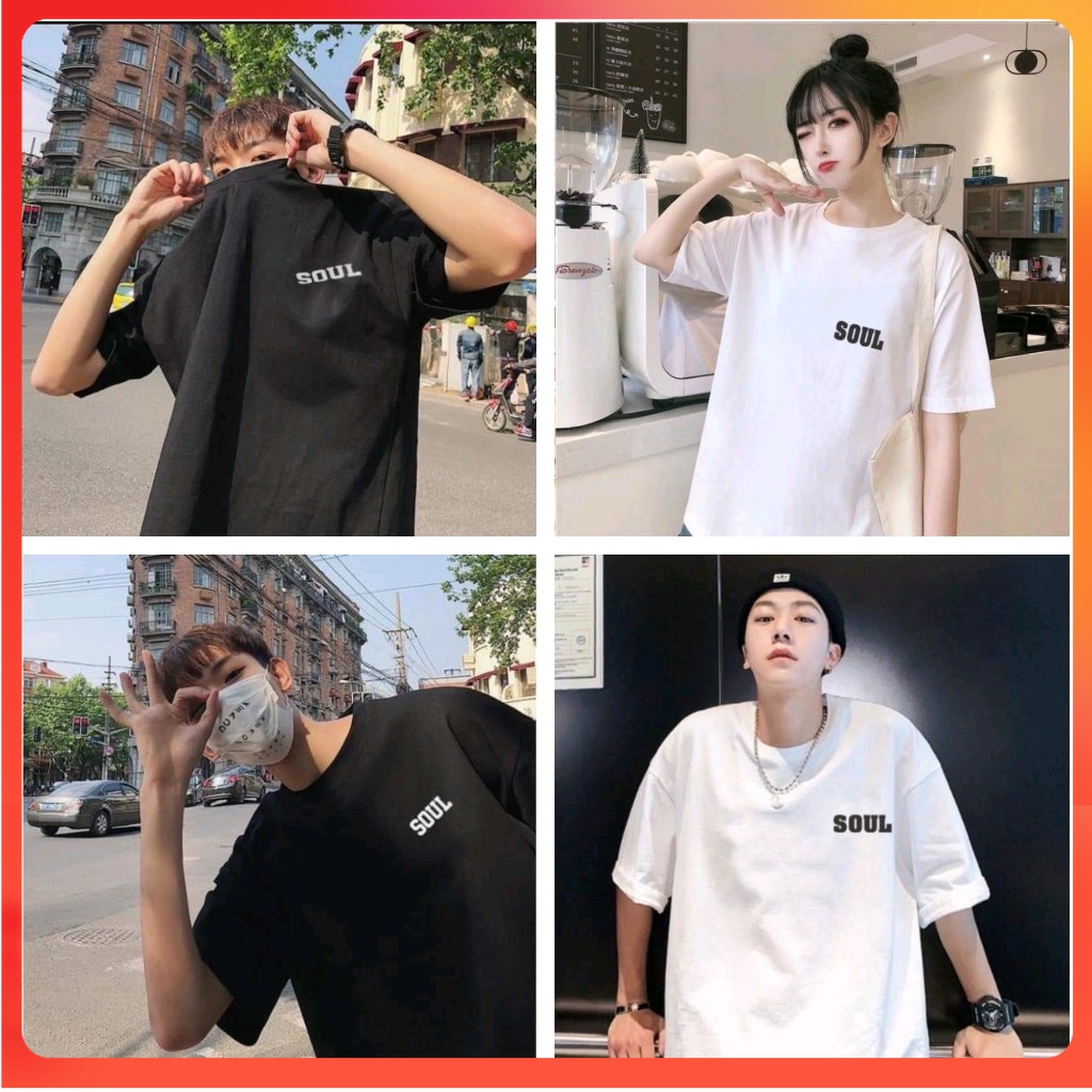Áo thun cotton unisex SOUL 2 màu trắng, đen - Áo phông form rộng tay lỡ nam, nữ phong cách Hàn Quốc