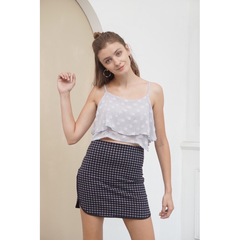 áo hai dây tầng voan xám hoa nổi (337FA) | BigBuy360 - bigbuy360.vn