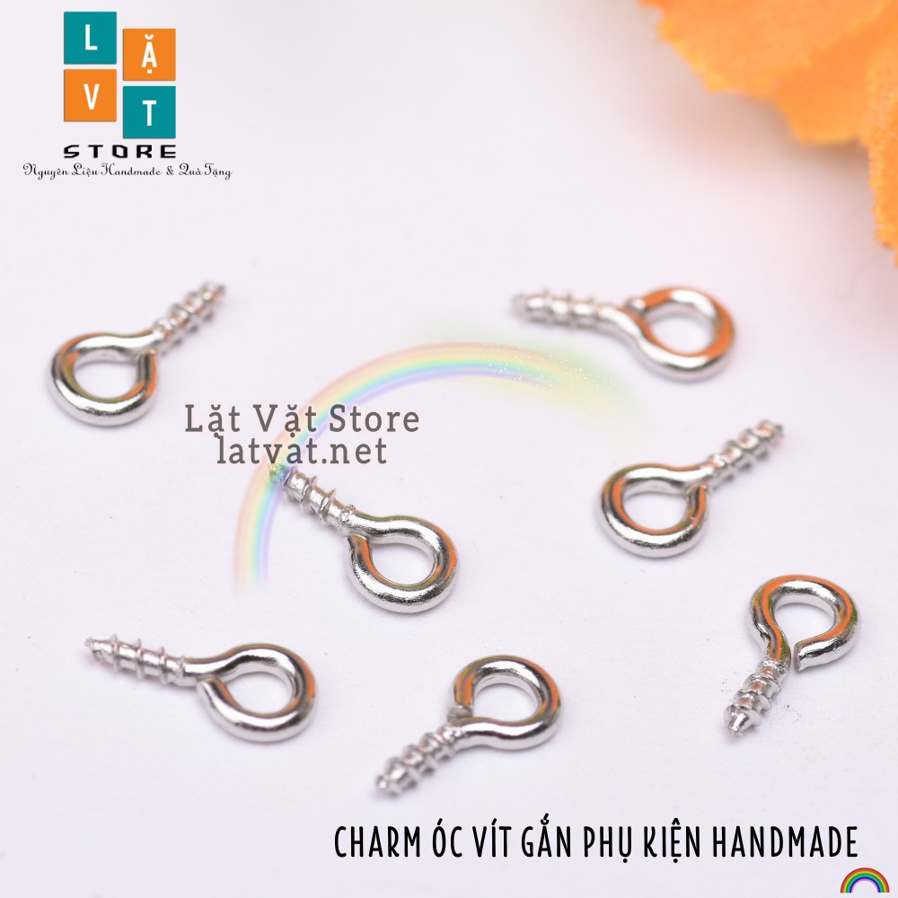 Charm phụ kiện ốc vít đinh xoắn nhỏ gắn đồ handmade, đất sét tự khô