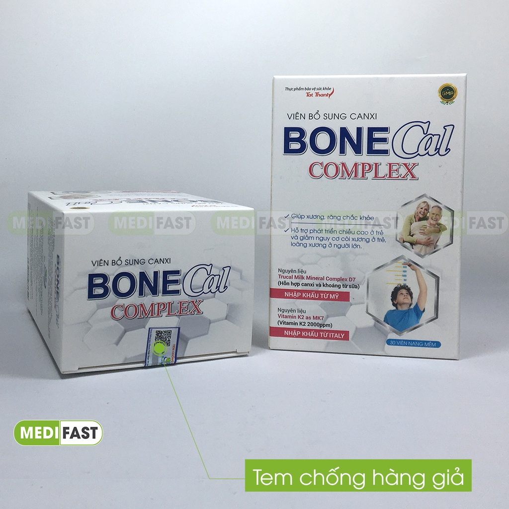 Canxi từ sữa Bone Cal Comlex - Hộp 30 viên - giảm loãng xương, còi xương ở trẻ em và người lớn, có thêm D3 K2